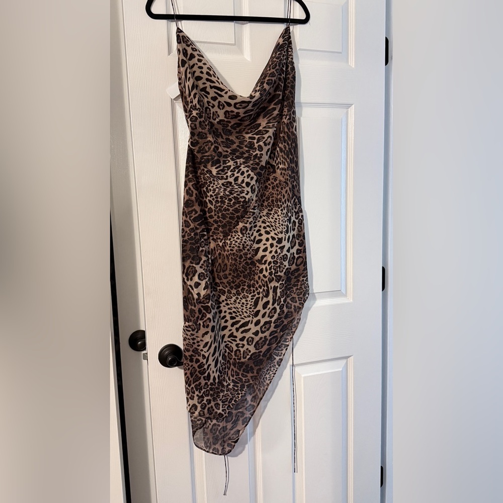 Brown and Black Cowl Neck Slip Dress for Cocktail